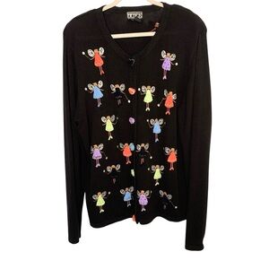 Berek Extra Large XL Fairy Themed Quirky Cotton Blend Cardigan Sweater